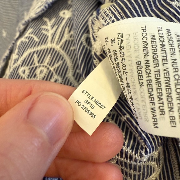 J. Crew Embroidered Striped Poplin Bell Sleeve Blouse Size XS - Picture 12 of 12
